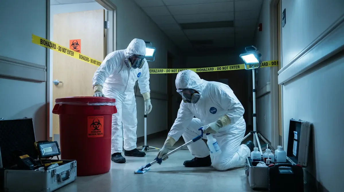 Compassionate biohazard suicide and accident scene remediation